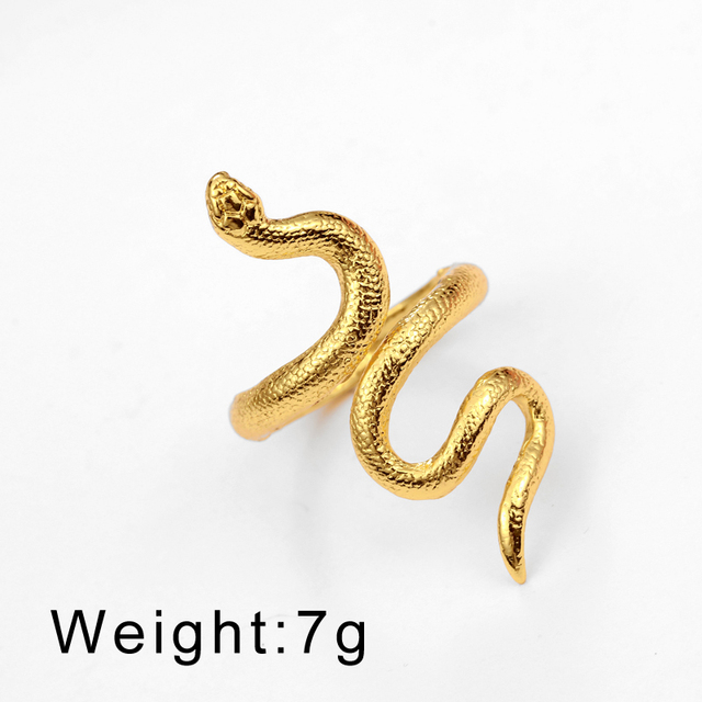 Regulowany pierścień z wężem Moda złoty dla kobiet i mężczyzn - Wianko - 1