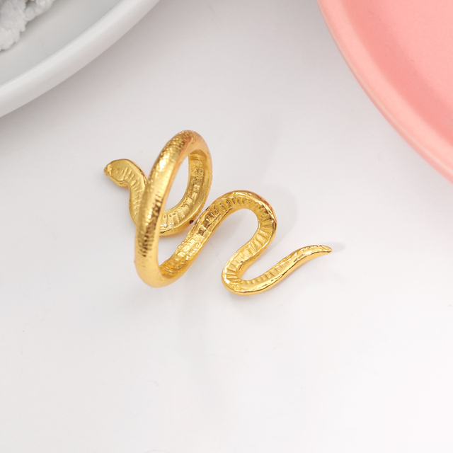 Regulowany pierścień z wężem Moda złoty dla kobiet i mężczyzn - Wianko - 9