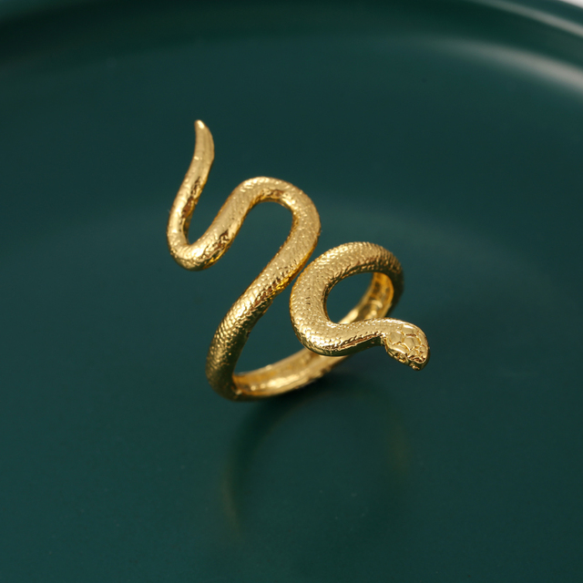 Regulowany pierścień z wężem Moda złoty dla kobiet i mężczyzn - Wianko - 4