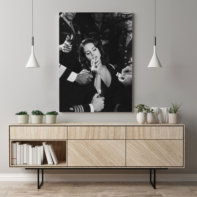 Obraz ścienny na płótnie z czarno-białymi zdjęciami Lana Del Rey - modułowa dekoracja do domu i sypialni - Wianko - 4