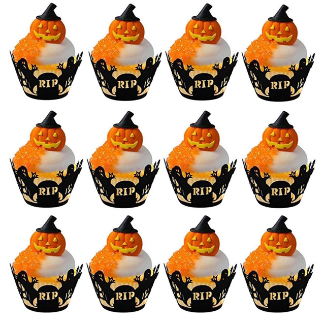 12 narzędzi do dekoracji ciasta w motywie Halloween - krawędzie dekoracyjne do pakowania i wybierania ciast, ozdoby na cupcakes - Wianko - 3