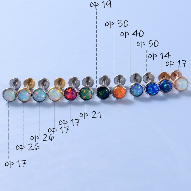 Opalowy Labret Monroe - Biżuteria do ciała, gwint wewnętrzny, 16g, sztyft z kamieniem Opal, kolczyk do chrząstki ucha, tragus i helix - Wianko - 10
