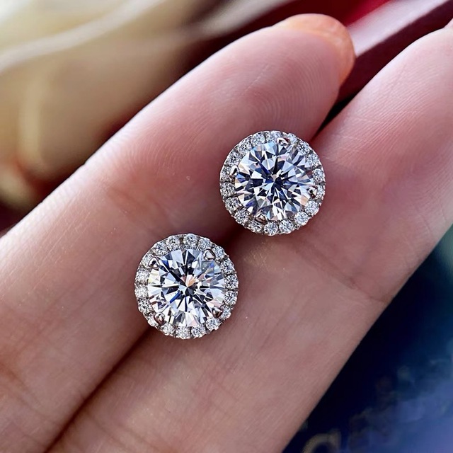 Kolczyki kryształowe 925 Sterling Silver z certyfikatem - prosta moda ślubna – produkt wzbogacony biżuterią - Wianko - 5