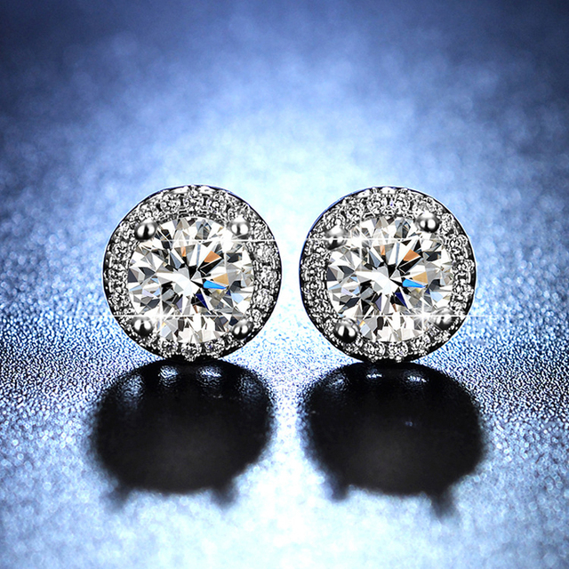 Kolczyki kryształowe 925 Sterling Silver z certyfikatem - prosta moda ślubna – produkt wzbogacony biżuterią - Wianko - 3