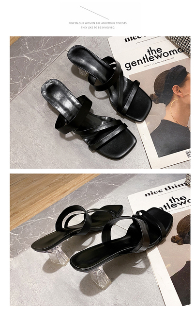 Komfortowe damskie sandały letnie z taśmą lateksową i wysokimi obcasami (8.5cm), dekorowane kryształami - Wianko - 20