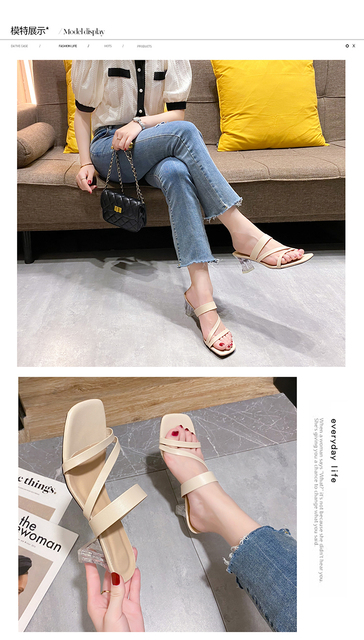 Komfortowe damskie sandały letnie z taśmą lateksową i wysokimi obcasami (8.5cm), dekorowane kryształami - Wianko - 10