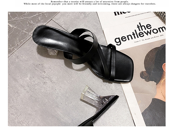 Komfortowe damskie sandały letnie z taśmą lateksową i wysokimi obcasami (8.5cm), dekorowane kryształami - Wianko - 21