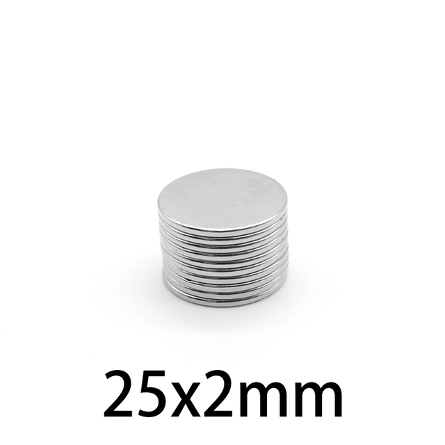 5-500 sztuk 25x2mm okrągły potężny magnetyczny 25mm x 2mm arkusz magnes neodymowy 25*2mm stałe NdFeB silne magnesy 25*2 - Wianko - 5