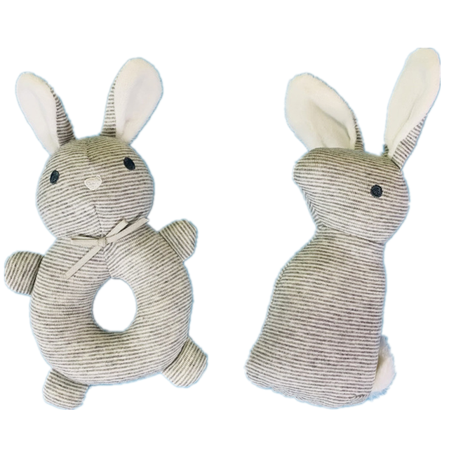 Długie ucho królik: śliczna grzechotka dla dzieci - ręczna zabawka dzwoneczek z BB, wydająca dźwięki, chwytająca pluszowa zabawka dla dzieci - Wianko - 3
