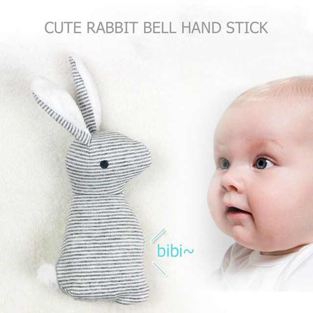 Długie ucho królik: śliczna grzechotka dla dzieci - ręczna zabawka dzwoneczek z BB, wydająca dźwięki, chwytająca pluszowa zabawka dla dzieci - Wianko - 1