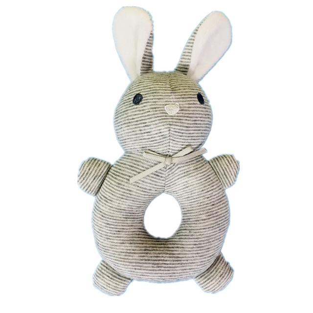 Długie ucho królik: śliczna grzechotka dla dzieci - ręczna zabawka dzwoneczek z BB, wydająca dźwięki, chwytająca pluszowa zabawka dla dzieci - Wianko - 2