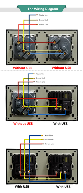Gniazdo ścienne USB Standard UE Bonda 172*86mm z panelu ze szkła hartowanego, AC 110V-250V 16A - Wianko - 12