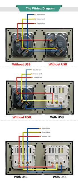 Gniazdo ścienne USB Standard UE Bonda 172*86mm z panelu ze szkła hartowanego, AC 110V-250V 16A - Wianko - 14