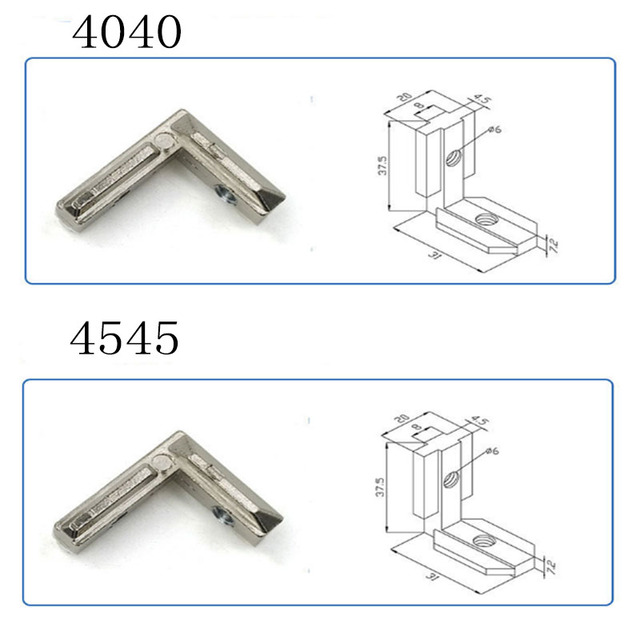 Łącznik narożny typu L do profilu aluminiowego 3030/4040/kątowy 2020 - Wianko - 3