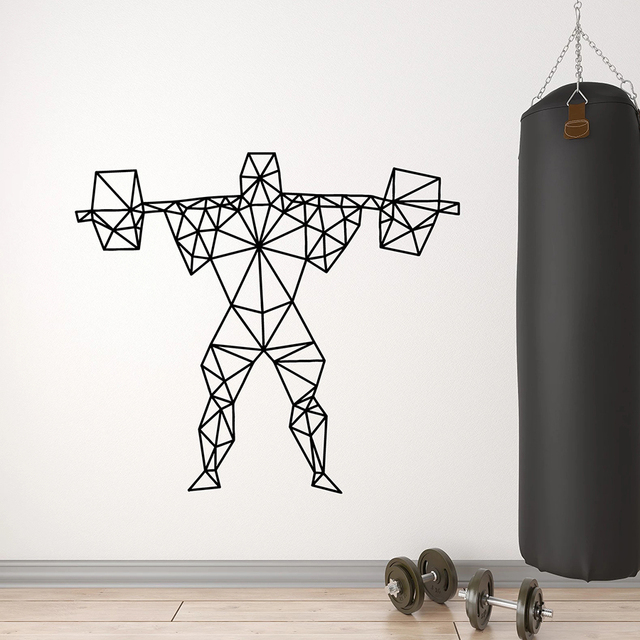 Naklejka ścienno-geometryczna fitness siłownia winylowa fototapeta Mural M250 trójbój sport kulturystyka - Wianko - 1