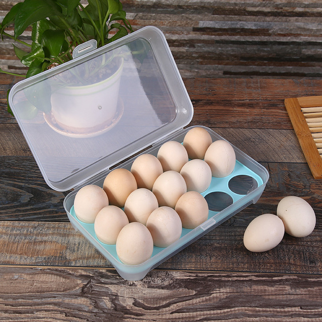 Pojemnik na jajka plastikowy przenośny 15 siatek z pokrywką - Skrzynki i pojemniki - Wianko - 4
