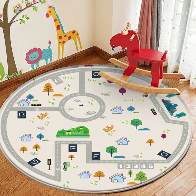 Dywan flanelowy dla dzieci Puzzle ze zwierzętami - wysoka jakość, okrągły pokój, gra dowiedz się, zagraj w - Wianko - 12