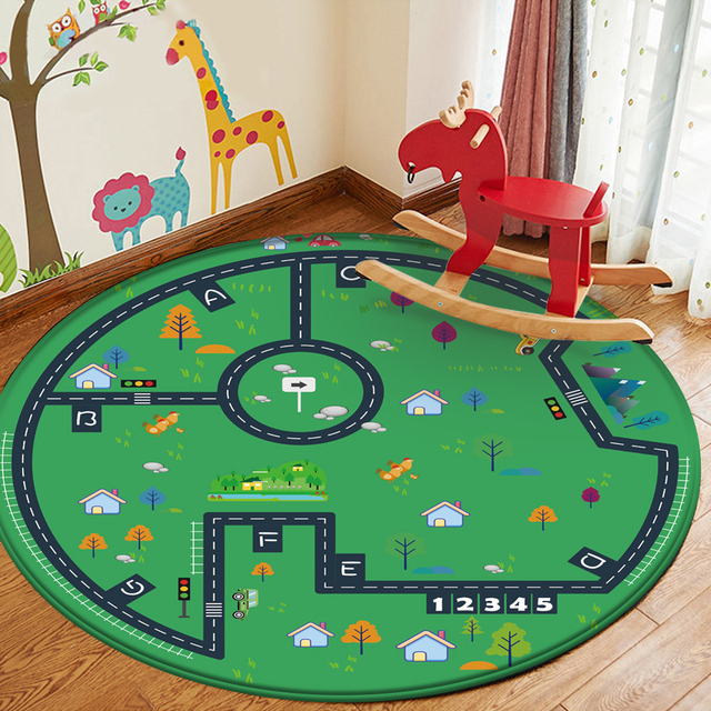 Dywan flanelowy dla dzieci Puzzle ze zwierzętami - wysoka jakość, okrągły pokój, gra dowiedz się, zagraj w - Wianko - 10