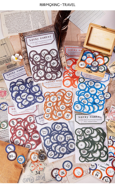 100 sztuk naklejek DIY dekoracyjnych w kropki Lucky Number Label Series do scrapbookingu i planowania - Wianko - 1