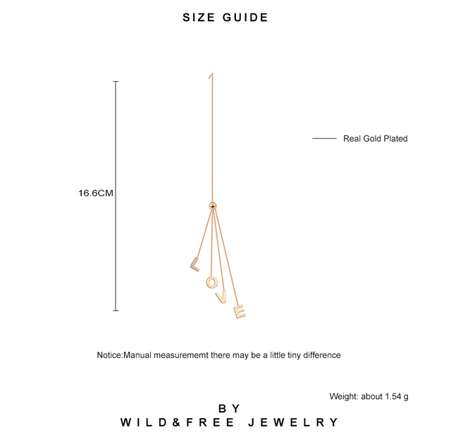 Dzikie, długie kolczyki listowe ze stali nierdzewnej, pozłacane LOVE Eardrop, 14k, dla kobiet - Wianko - 22