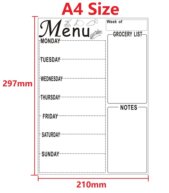Magnetyczny kalendarz tygodniowy na lodówkę A4 z listą zakupów spożywczych i rzeczy do zrobienia, oraz markerem i gumką - Wianko - 2