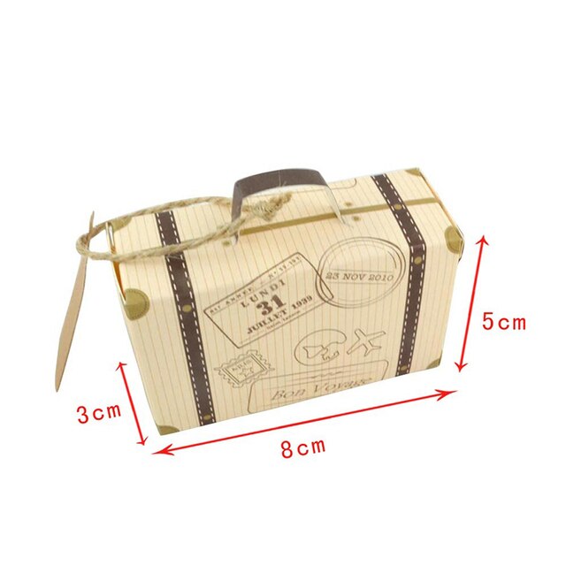 50 sztuk mini walizek z wycinanymi laserowo wzorami - prezenty pudełka cukierków w stylu europejskim z wstążkami - na Baby Shower, ślub, urodziny - Wianko - 3