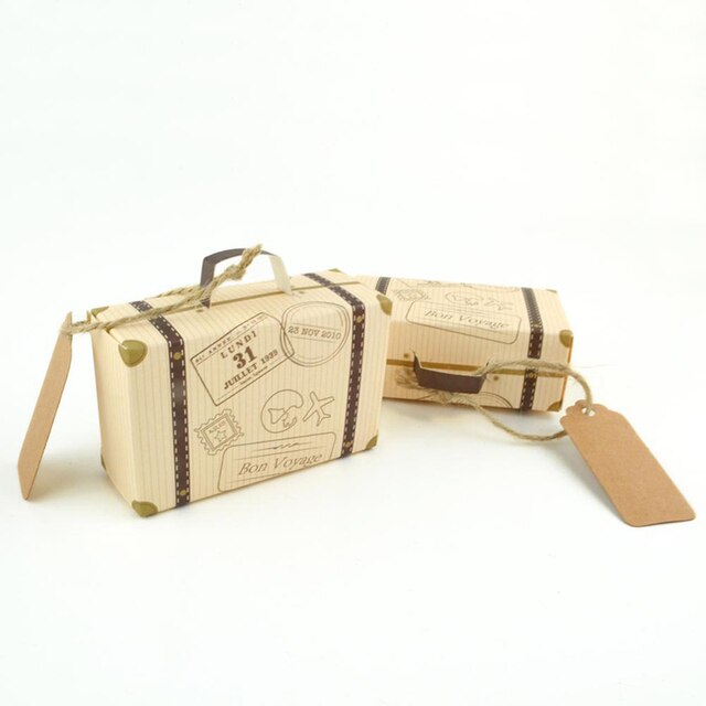 50 sztuk mini walizek z wycinanymi laserowo wzorami - prezenty pudełka cukierków w stylu europejskim z wstążkami - na Baby Shower, ślub, urodziny - Wianko - 7