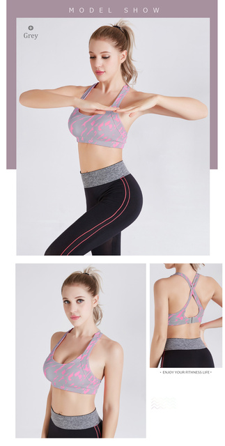 Biustonosz sportowy z krzyżowymi sznurowaniami, regulowany, rozmiar plus, nylonowy druk w stylu jogi, wyściełany, top dla kobiet - Wianko - 5