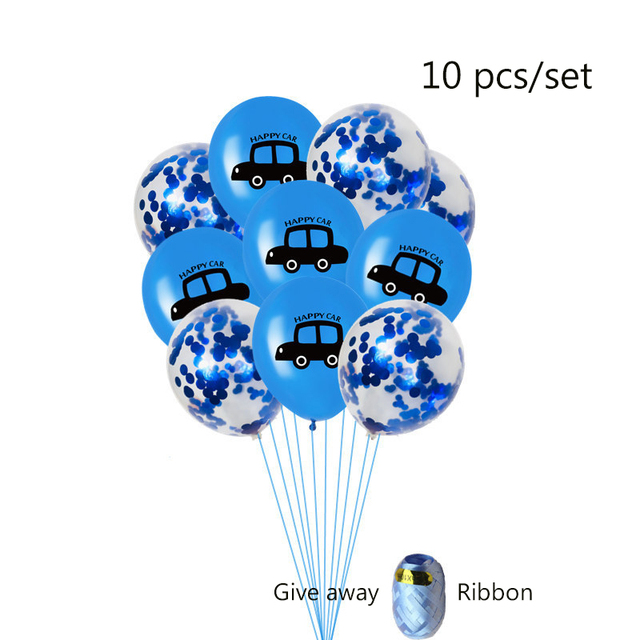 Zestaw 12 foliowych balonów samochodowych z cekinami i konfetti - dekoracja urodzinowa dla dzieci - Wianko - 5