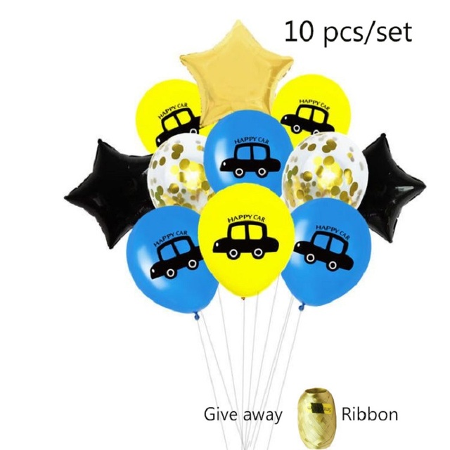 Zestaw 12 foliowych balonów samochodowych z cekinami i konfetti - dekoracja urodzinowa dla dzieci - Wianko - 2