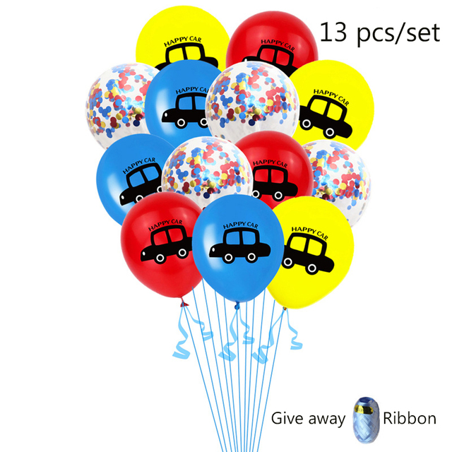Zestaw 12 foliowych balonów samochodowych z cekinami i konfetti - dekoracja urodzinowa dla dzieci - Wianko - 1