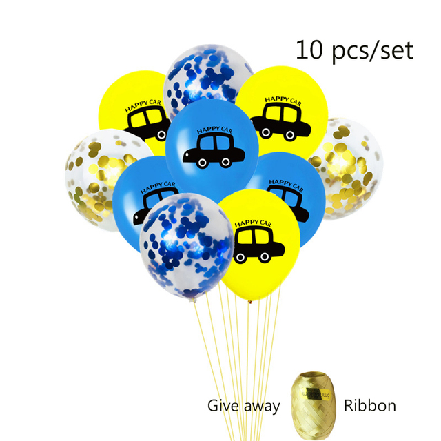 Zestaw 12 foliowych balonów samochodowych z cekinami i konfetti - dekoracja urodzinowa dla dzieci - Wianko - 6