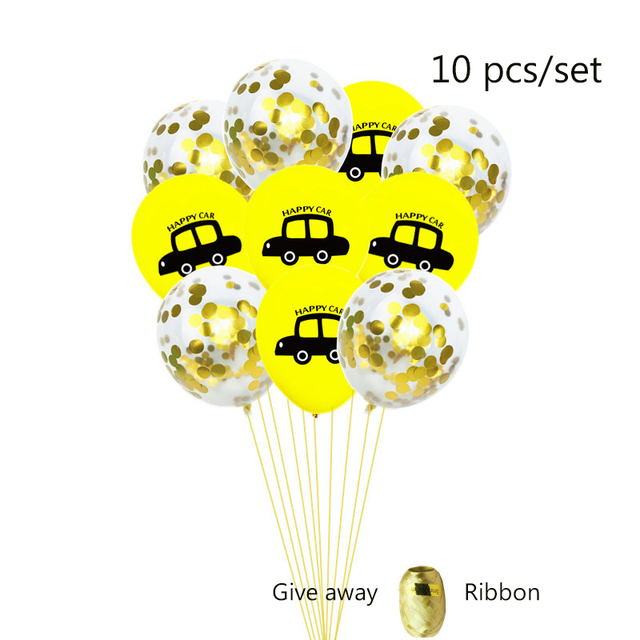 Zestaw 12 foliowych balonów samochodowych z cekinami i konfetti - dekoracja urodzinowa dla dzieci - Wianko - 3