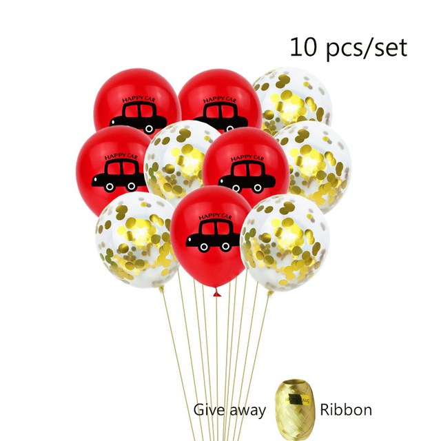 Zestaw 12 foliowych balonów samochodowych z cekinami i konfetti - dekoracja urodzinowa dla dzieci - Wianko - 4