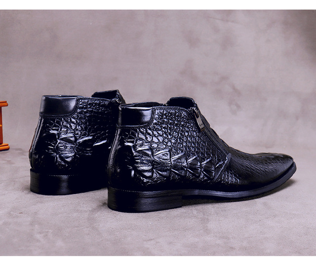 Krótkie zimowe buty męskie ze skóry krokodyla - Martin - Wianko - 16