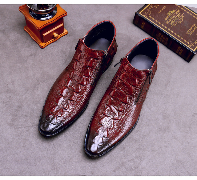 Krótkie zimowe buty męskie ze skóry krokodyla - Martin - Wianko - 10