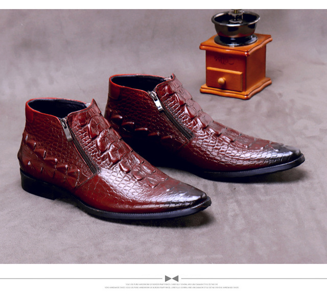 Krótkie zimowe buty męskie ze skóry krokodyla - Martin - Wianko - 5