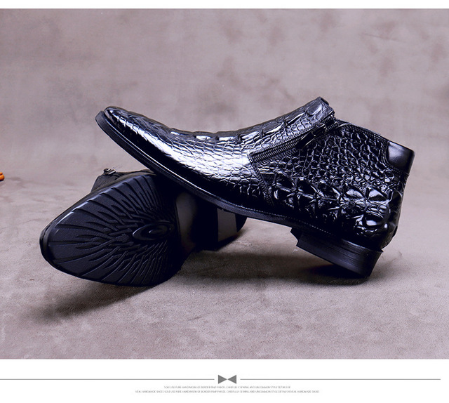 Krótkie zimowe buty męskie ze skóry krokodyla - Martin - Wianko - 15