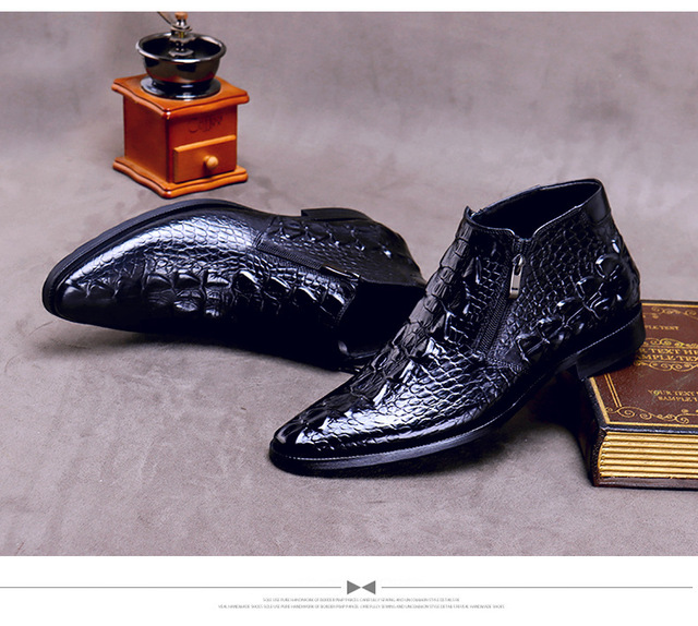 Krótkie zimowe buty męskie ze skóry krokodyla - Martin - Wianko - 13