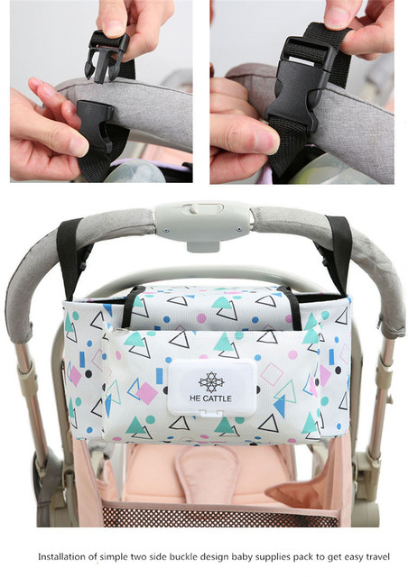 Duża torba na pieluchy i akcesoria dla niemowląt - wielofunkcyjny organizer do przechowywania na wózek z wiszącym uchwytem - Wianko - 11