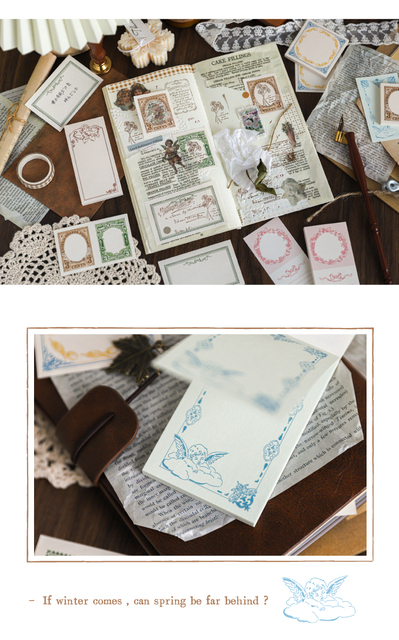 Bloczek 50 arkuszy notatników Vintage Border papeterii z kreatywnym wzorem, idealny na pamiętnik, gościnną księgę, czasopisma i notatki craft - Wianko - 9