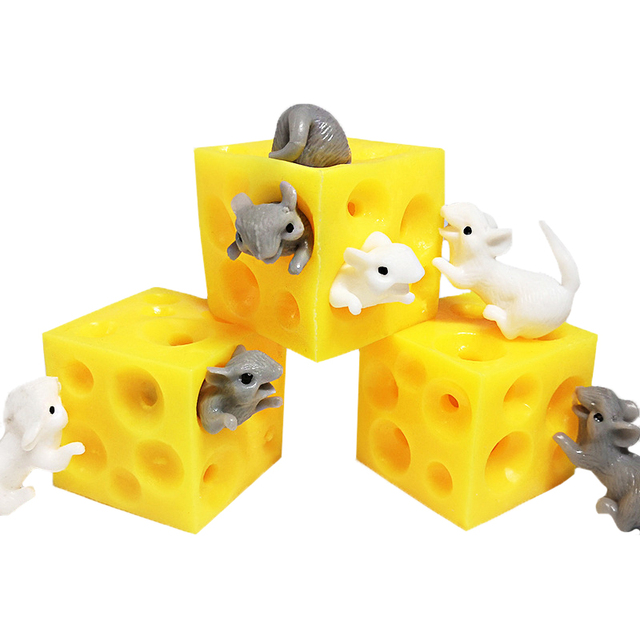 Kreatywna mysz serowa - zabawka antystresowa, blok sera, zabawa w chowanego - Wianko - 7