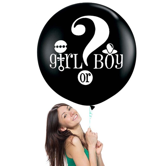 Balon 36 Cal niebieski/różowy dla chłopca lub dziewczynki z dużymi czarnymi literami płeć - Wianko - 1