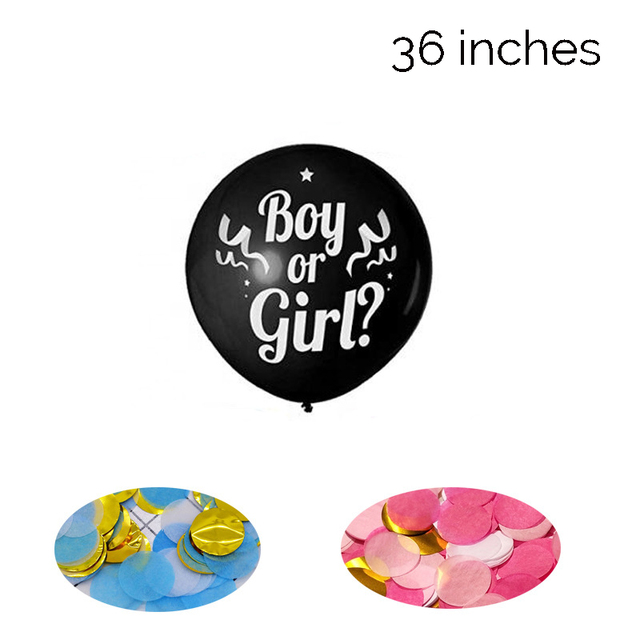 Balon 36 Cal niebieski/różowy dla chłopca lub dziewczynki z dużymi czarnymi literami płeć - Wianko - 6