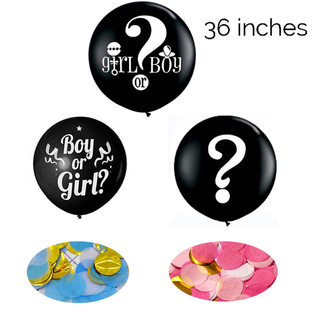 Balon 36 Cal niebieski/różowy dla chłopca lub dziewczynki z dużymi czarnymi literami płeć - Wianko - 8