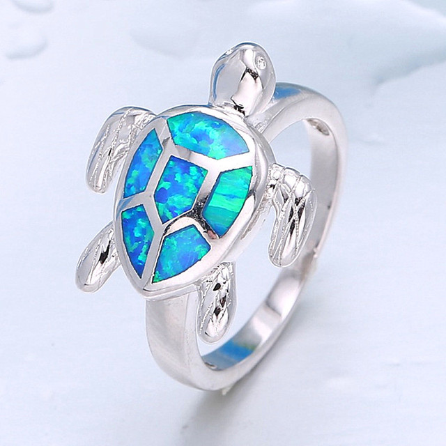 Naszyjnik metalowy z wypełnionym niebieskim imitacją opalu wisiorkiem w kształcie żółwia morskiego dla kobiet - biżuteria plażowa - Wianko - 7