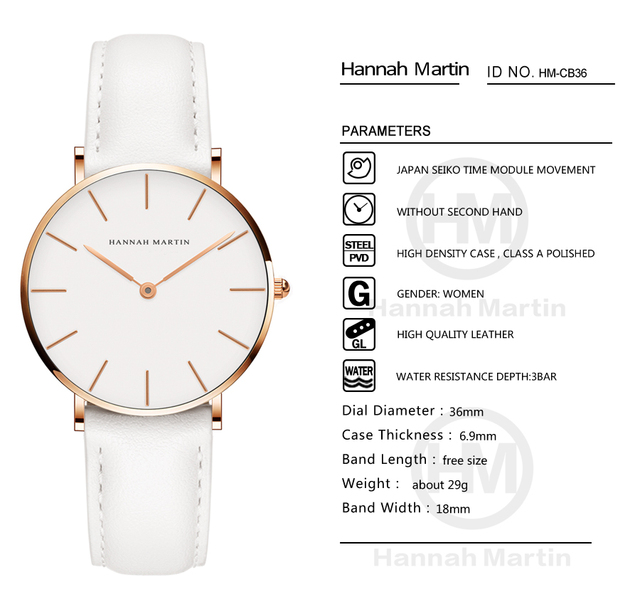 Zegarek damski Hannah Martin Casual wodoodporny, bransoleta ze stali nierdzewnej, kwarcowy na rękę, różowe złoto - Wianko - 22