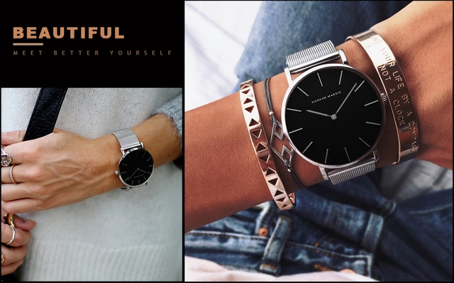 Zegarek damski Hannah Martin Casual wodoodporny, bransoleta ze stali nierdzewnej, kwarcowy na rękę, różowe złoto - Wianko - 10