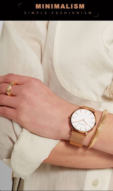 Zegarek damski Hannah Martin Casual wodoodporny, bransoleta ze stali nierdzewnej, kwarcowy na rękę, różowe złoto - Wianko - 3