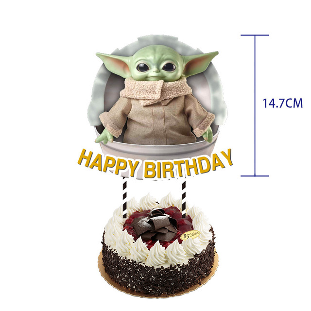 Gwiezdne wojny Party Theme Supplies - papierowy obrus, puchar, płyta, serwetka, dekoracja urodzinowa dla dzieci, naklejki z postacią Cartoon Yoda - Wianko - 5